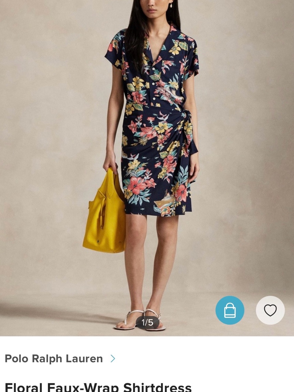 Brand New Polo Ralph Lauren Floral Faux-Wrap Shirtdress
